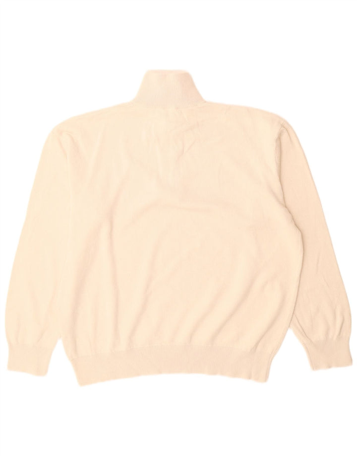 Zara Herren-Pullover mit Reißverschluss am Hals, groß, aus weißer Baumwolle
