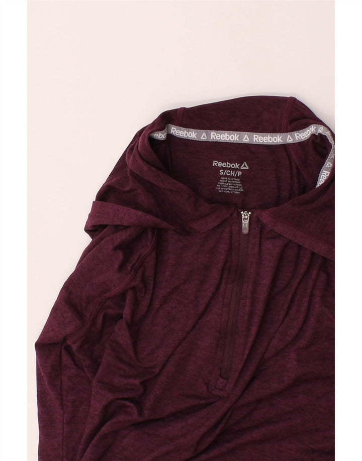 REEBOK Womens Hooded Top Long Sleeve UK 10 Small Burgundy Polyester Vintage Reebok and Second-Hand Reebok from Messina Hembry 