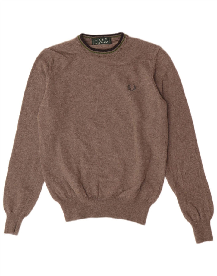 Fred Perry Damen-Pullover mit Rundhalsausschnitt, UK 12, mittelbraune Wolle