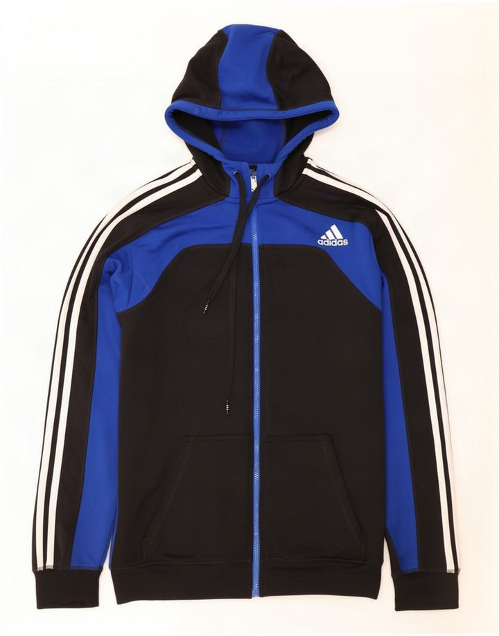 Adidas Herren Climalite Zip Hoodie Pullover Medium Schwarz Colourblock Polyester