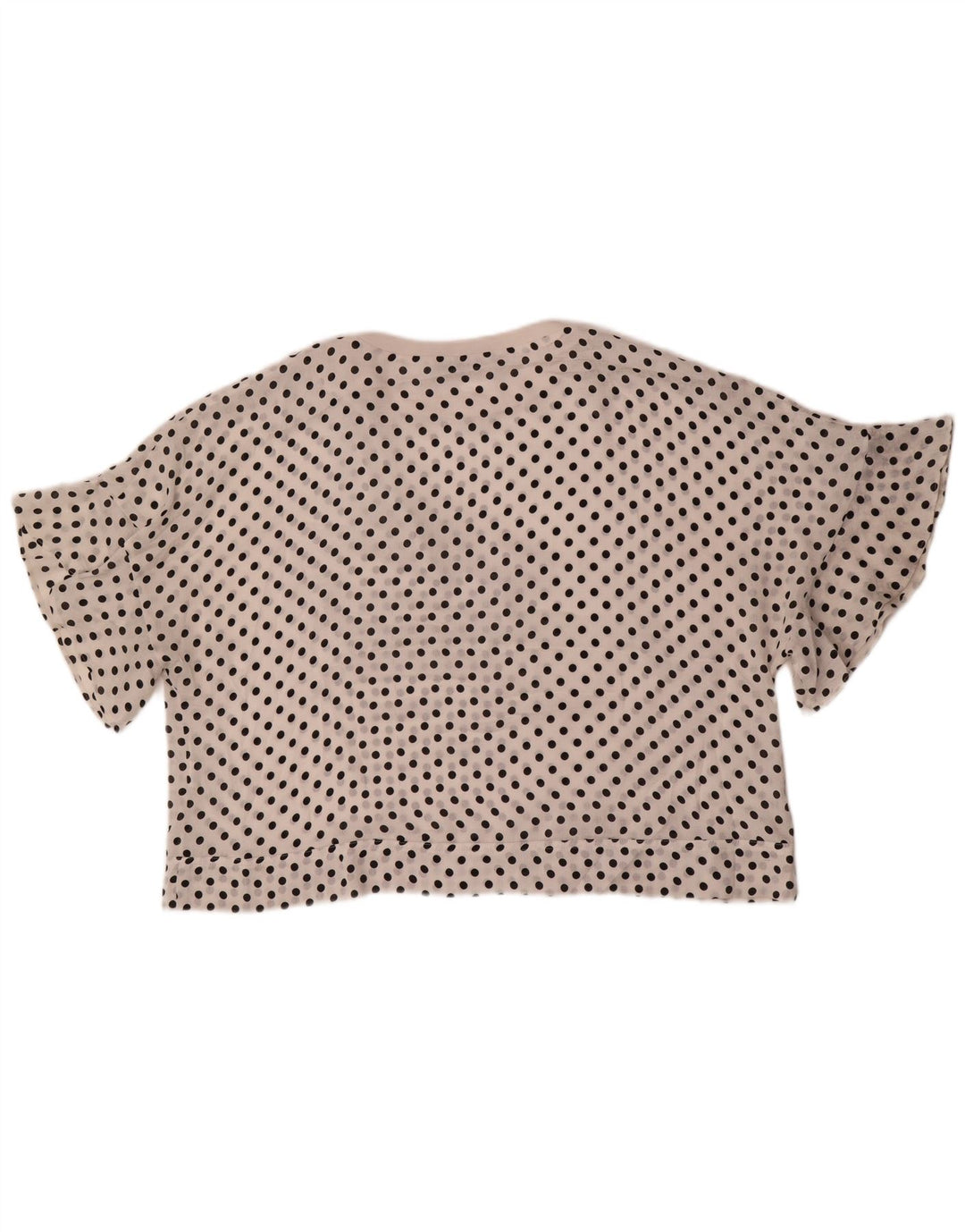 Übergroßes Blusenoberteil für Damen von Zara, UK 6, XS, weiß gepunktetes Polyester