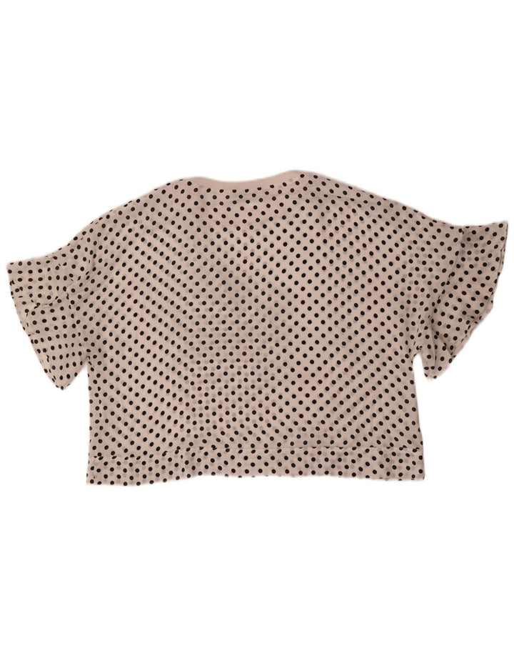 Übergroßes Blusenoberteil für Damen von Zara, UK 6, XS, weiß gepunktetes Polyester