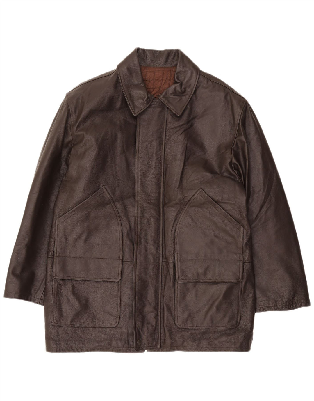 VINTAGE Ledermantel für Jungen, 15–16 Jahre, XL, braunes Leder