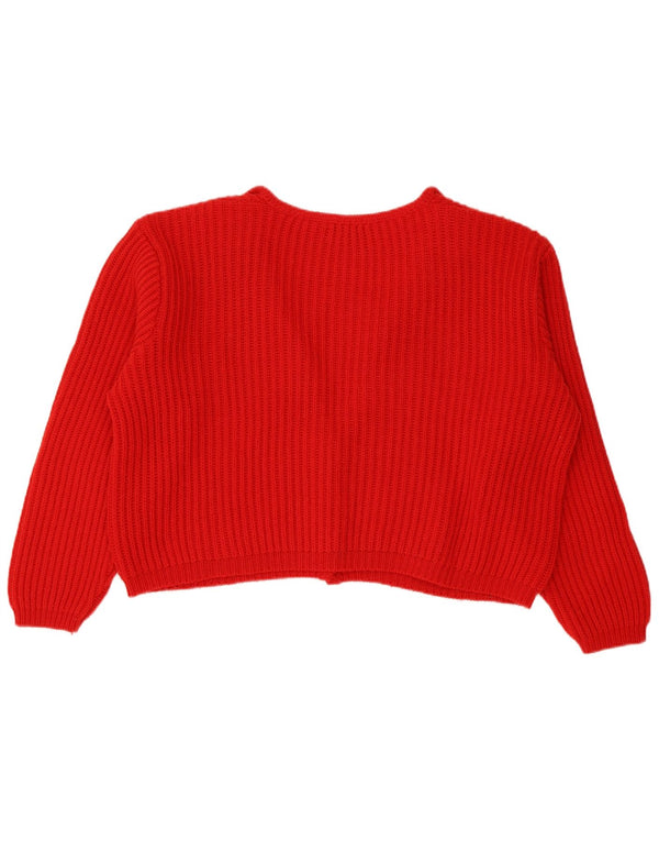 Benetton Womens Crop Oversized Cardigan Sweater IT 48 XL Red Wool