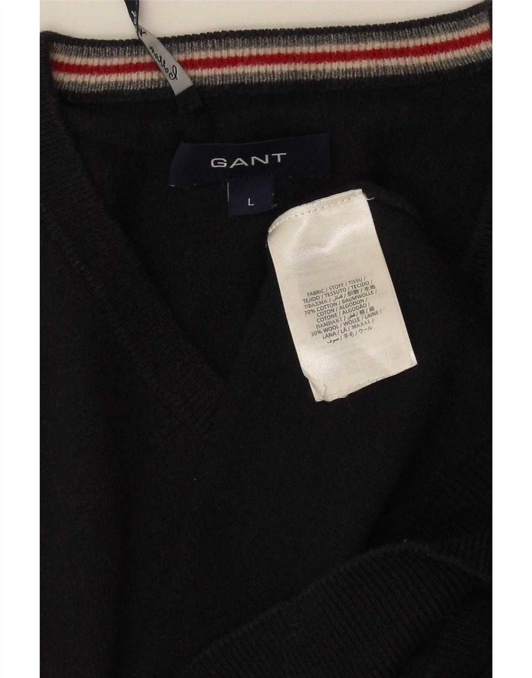 Gant Herren-Pullover mit V-Ausschnitt, groß, marineblaue Baumwolle