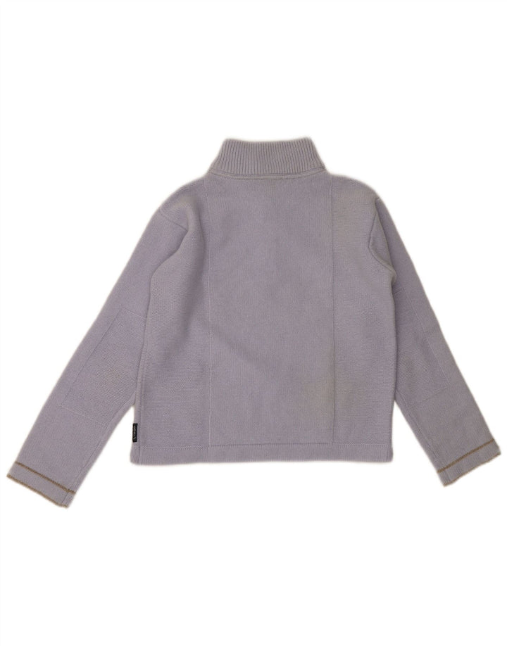Armani Jeans Damen Crop Zip Neck Pullover Pullover IT 42 Mittelblaue Wolle