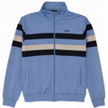 Asics Herren-Trainingsanzug-Top-Jacke XL, blaues Farbblock-Polyester