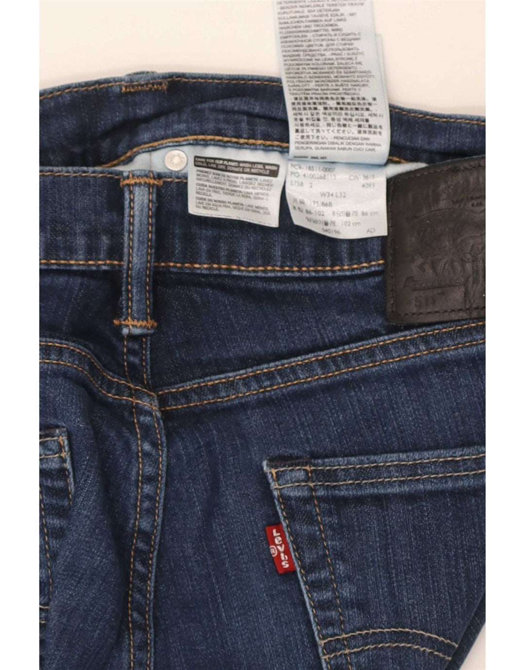Levi's Herren 511 Slim Jeans W34 L32 Marineblau Baumwolle