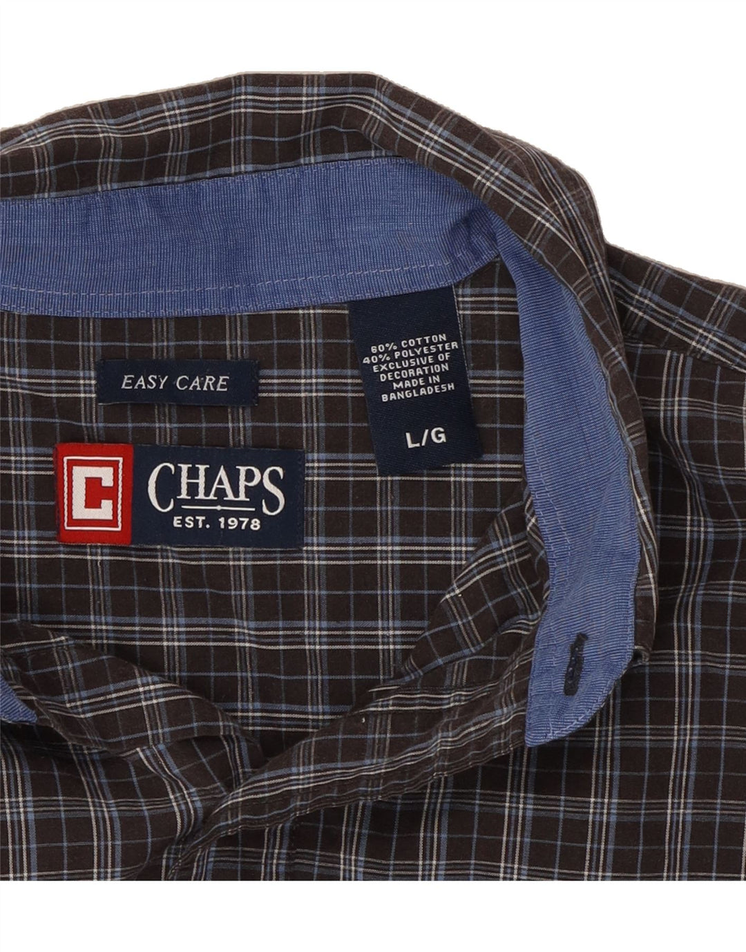 CHAPS Mens Flannel Shirt Large Black Check Cotton Vintage Chaps and Second-Hand Chaps from Messina Hembry 