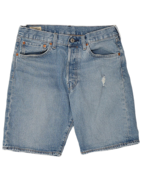 LEVI'S Herren 501 Distressed Denim Shorts W31 Mittelblaue Baumwolle