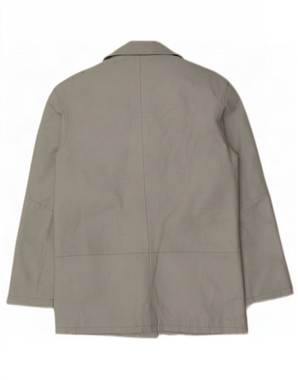 Sinequanone Damen Übergroße Leder-Utility-Jacke UK 10 Small Grau