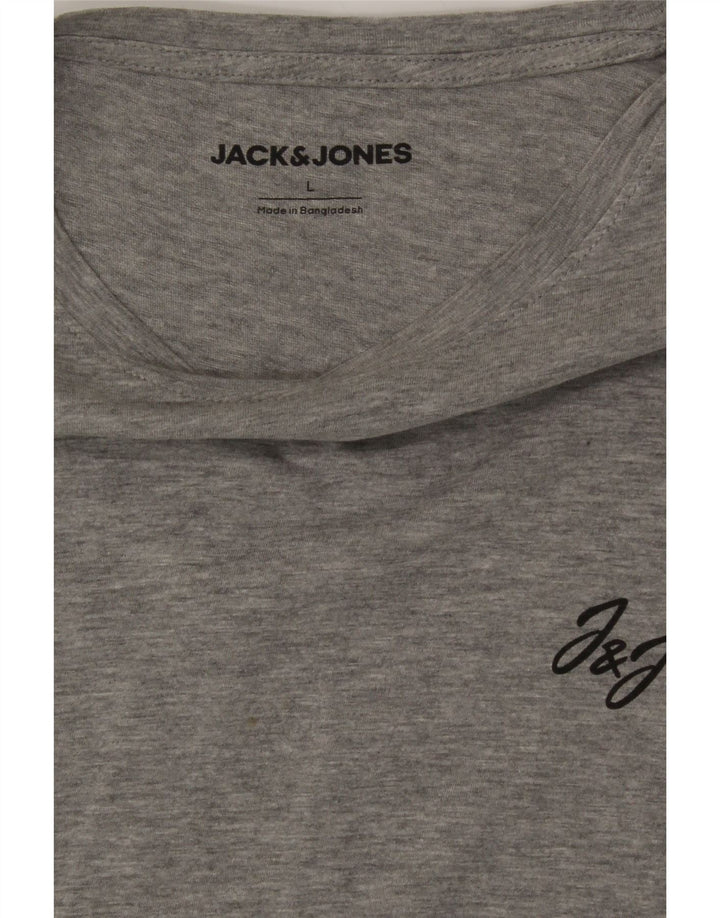 JACK & JONES Mens T-Shirt Top Large Grey Cotton Vintage Jack & Jones and Second-Hand Jack & Jones from Messina Hembry 