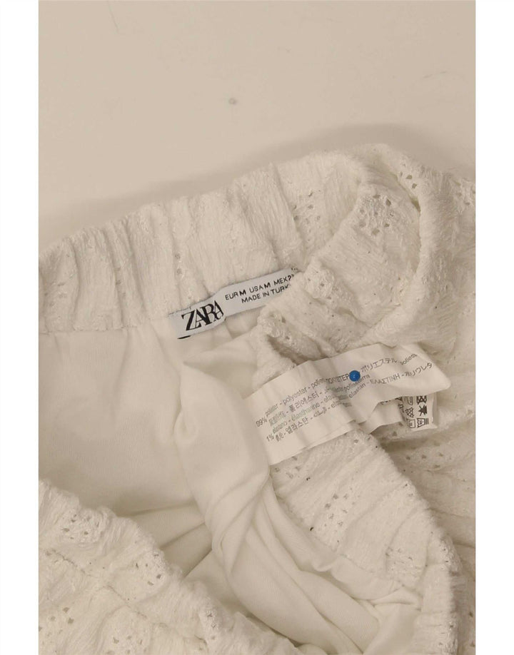 Zara Damen Freizeitshorts Medium W28 Weiß Polyester