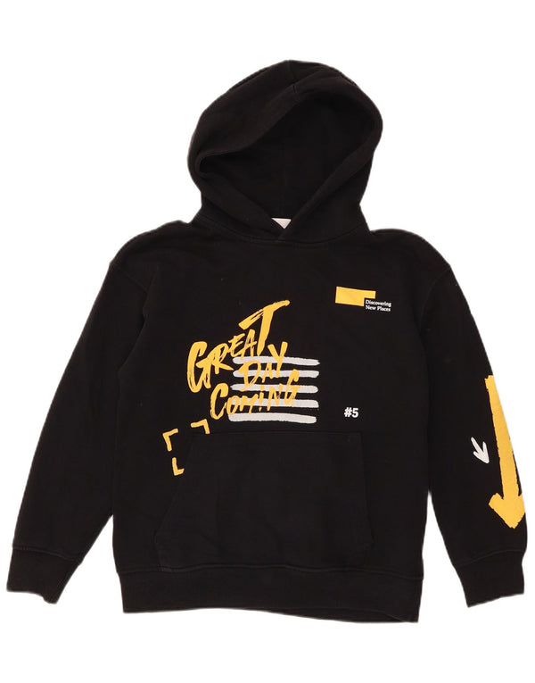 Zara Jungen-Pullover mit grafischem Kapuzenpullover, 9–10 Jahre, Schwarz