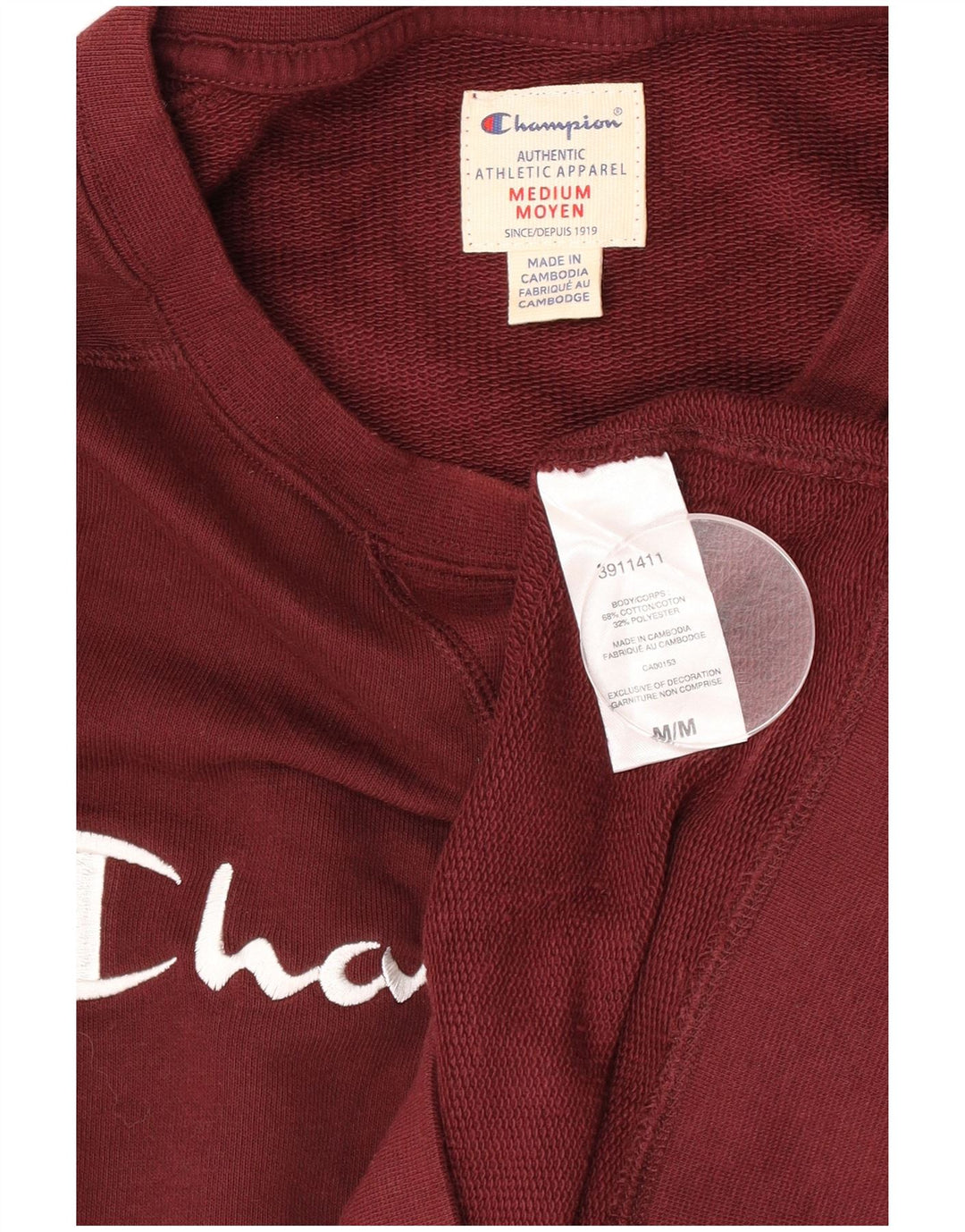Champion Herren-Sweatshirt mit Grafik, mittlere Burgunderrote Baumwolle