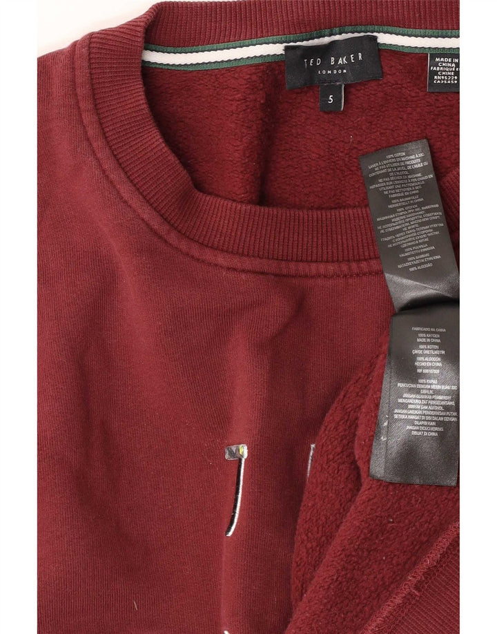Ted Baker Herren-Sweatshirt mit Grafik, Größe 5, XL, burgunderrote Baumwolle