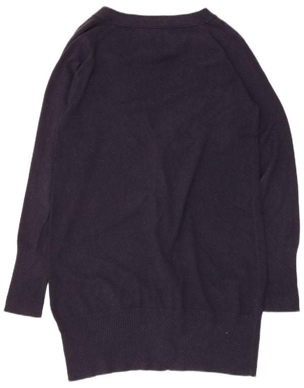 Zara Damen Longline-Cardigan-Pullover UK 14 Große marineblaue Baumwolle