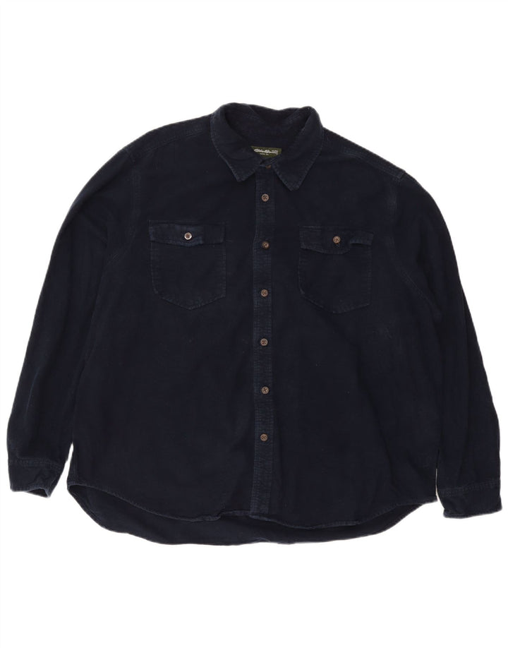 EDDIE BAUER Herren Flanellhemd 2XL Marineblau Baumwolle