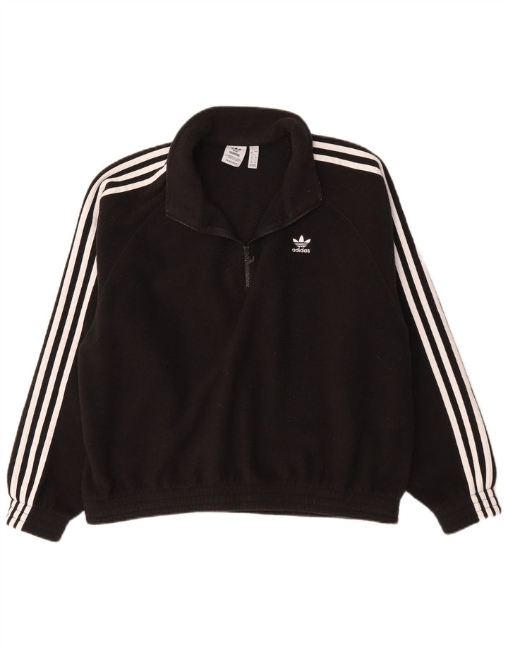 Adidas Damen-Fleecepullover mit Reißverschluss, übergroß, UK 12, mittelschwarz, Polyester