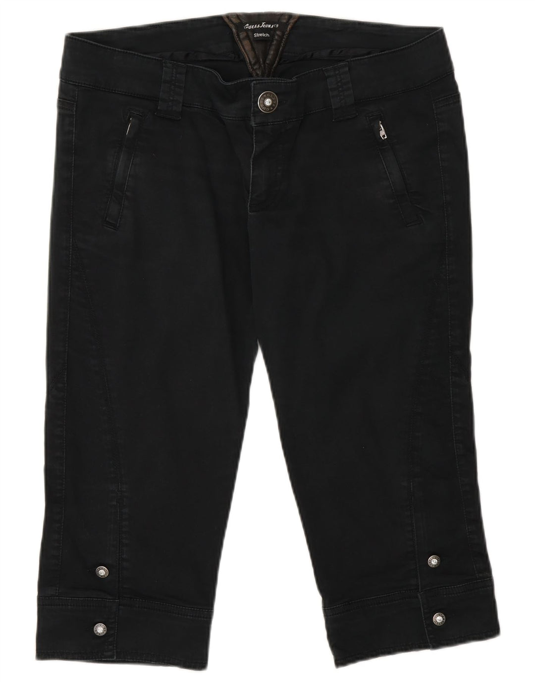 Guess Capri-Hose für Damen, W32, Größe L, Schwarz, Baumwolle
