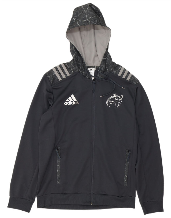 Adidas Herren Munster Rugby Grafik-Kapuzenpullover mit Reißverschluss, groß, grau, Polyester