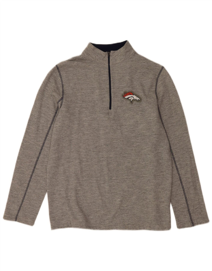 NFL Herren Denver Broncos Sweatshirt mit Reißverschluss am Hals, groß, grau gefleckt