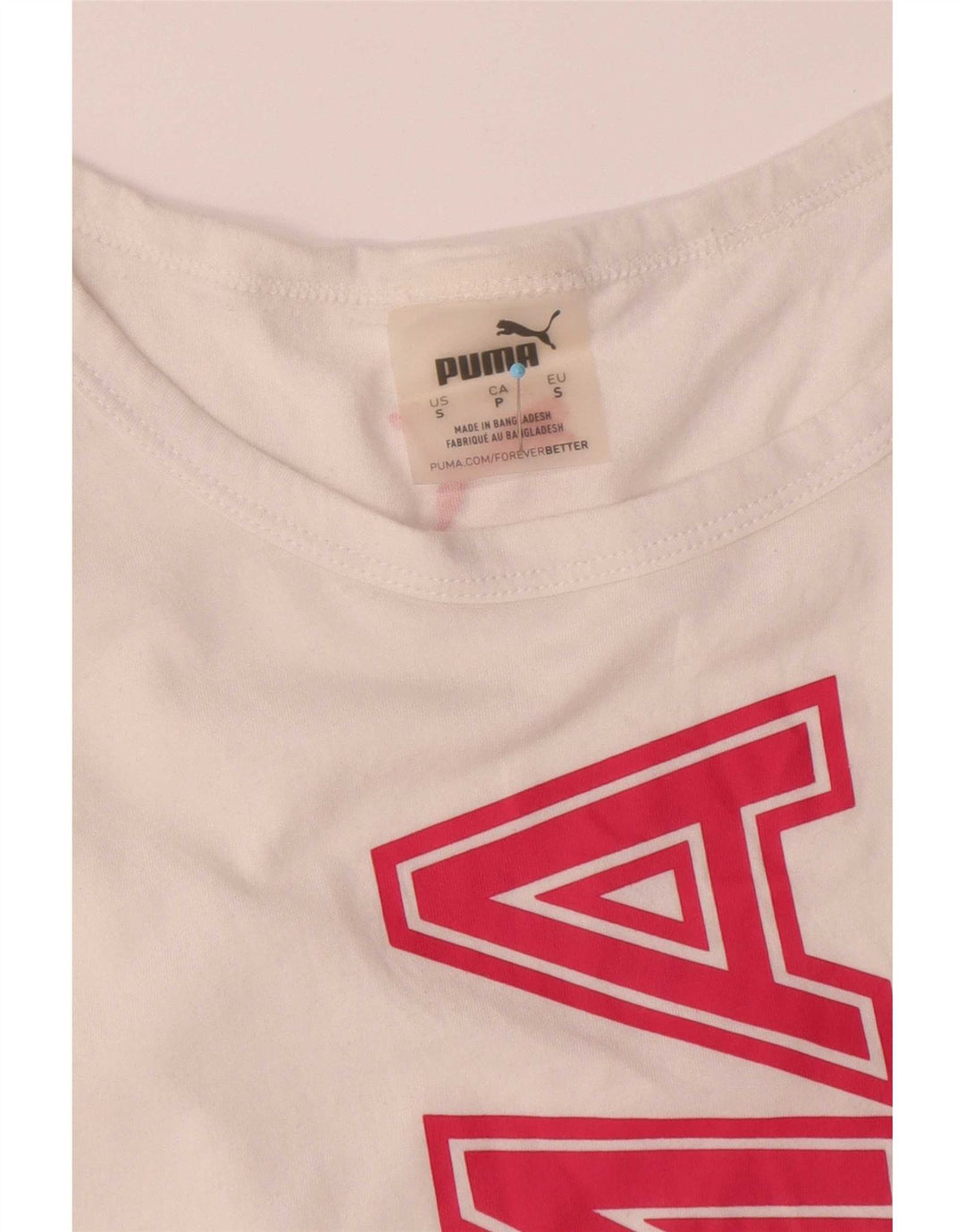 Puma Damen-Oberteil mit Grafik, übergroß, UK 10, Größe S, weiße Baumwolle