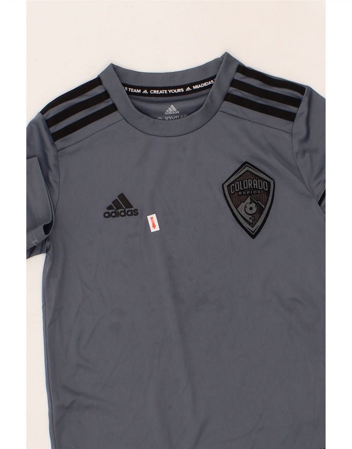 ADIDAS Boys Colorado Rapids T-Shirt Top 9-10 Years Grey Polyester Vintage Adidas and Second-Hand Adidas from Messina Hembry 