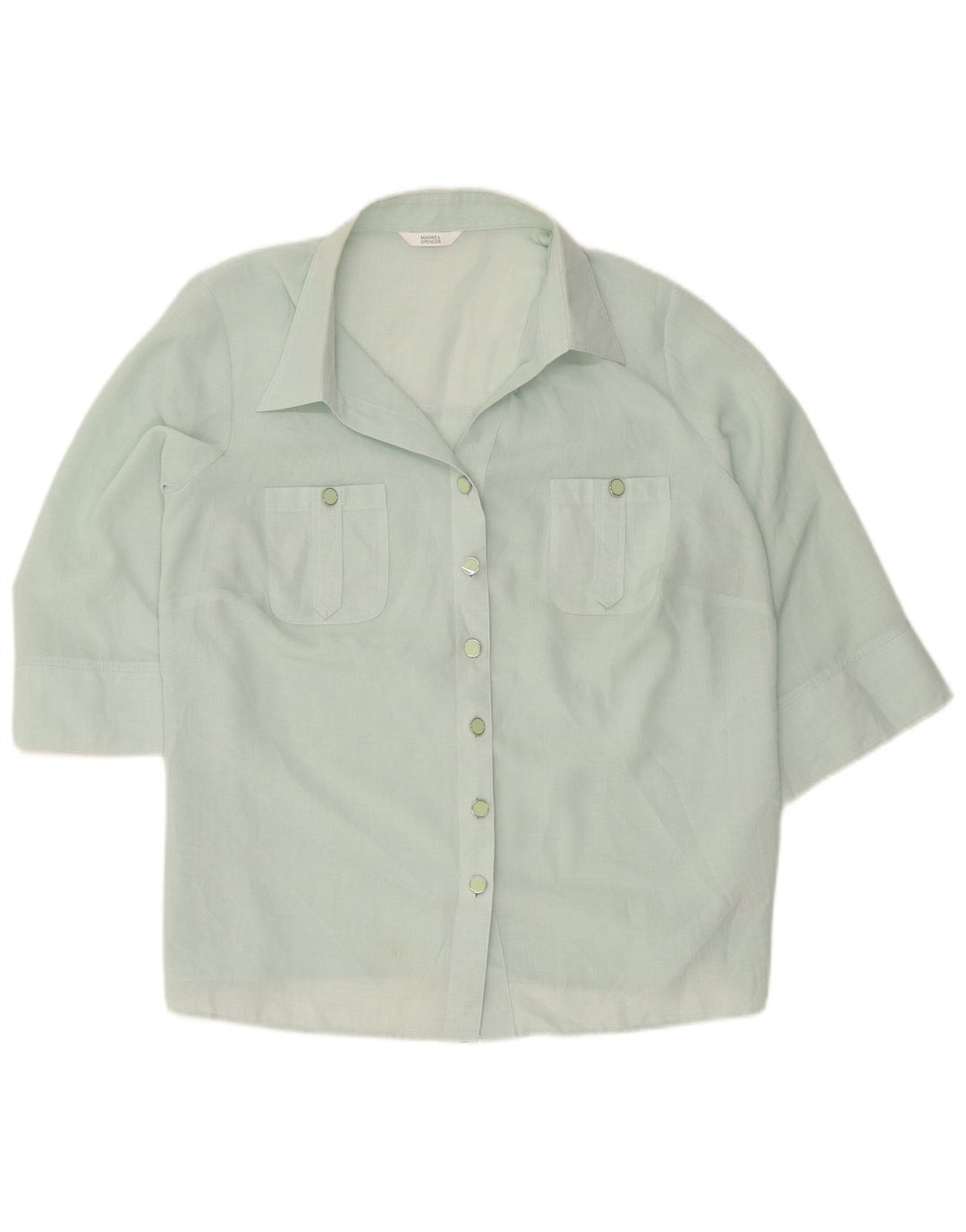 Marks & Spencer Damen Kurzarmhemd UK 20 2XL Grün Polyester