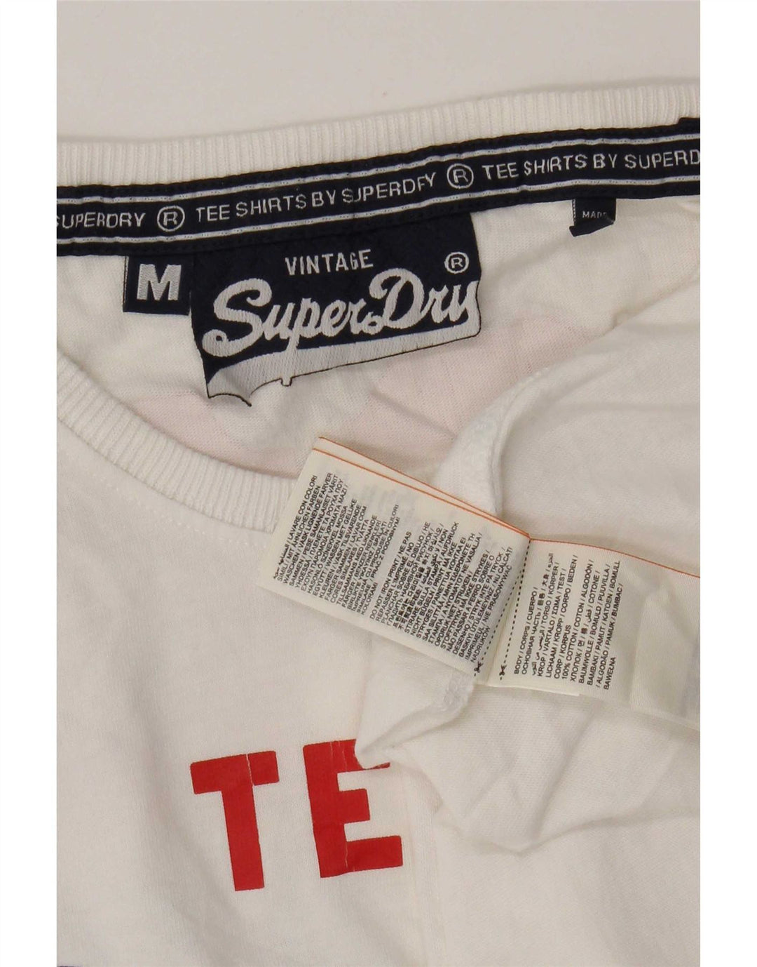 Superdry Herren Grafik-T-Shirt-Oberteil aus mittelweißer Baumwolle