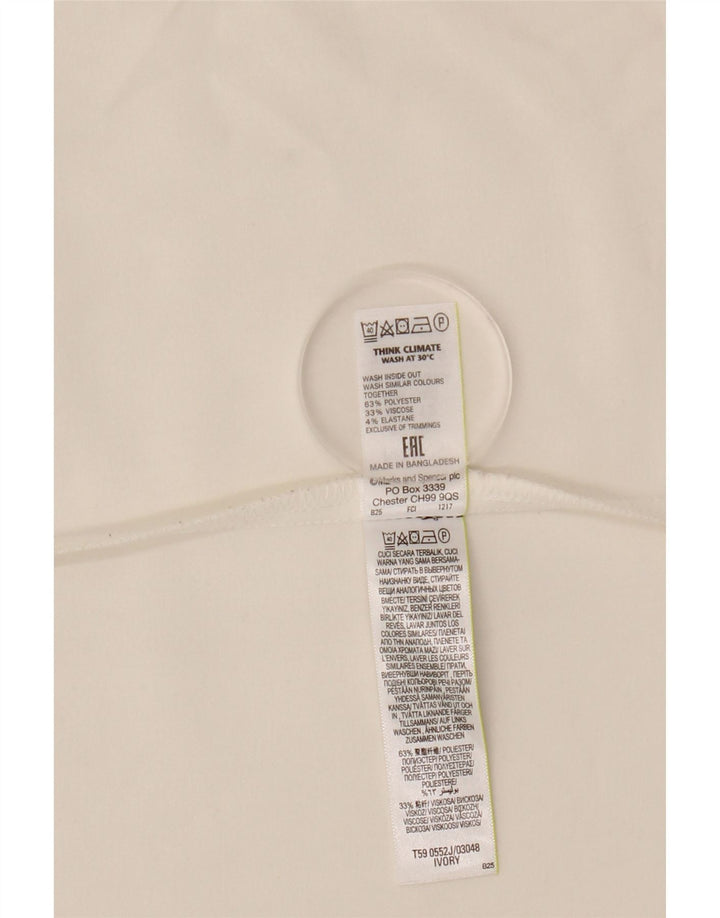 MARKS & SPENCER Offene Blazerjacke für Damen mit 3/4-Ärmeln, UK 12, Mittelweiß
