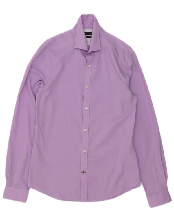 Tommy Hilfiger Mens Slim Fit Shirt Size 15 Medium Purple Cotton