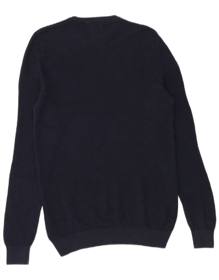 Zara Herren-Pullover mit Rundhalsausschnitt, mittlere marineblaue Baumwolle
