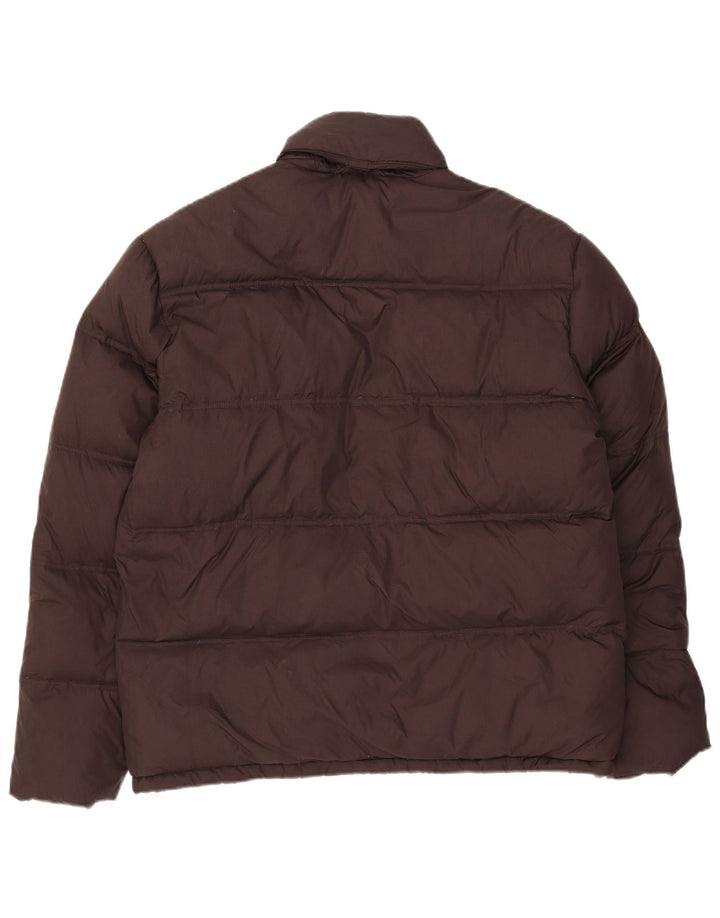 Vintage gepolsterte Herrenjacke mit Kapuze, UK 40, großes braunes Polyamid