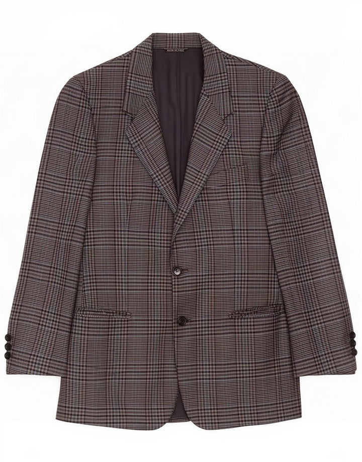 Adolfo Trabaldo Herren 2-Knopf-Blazerjacke IT 48 mittelgrau karierte Wolle