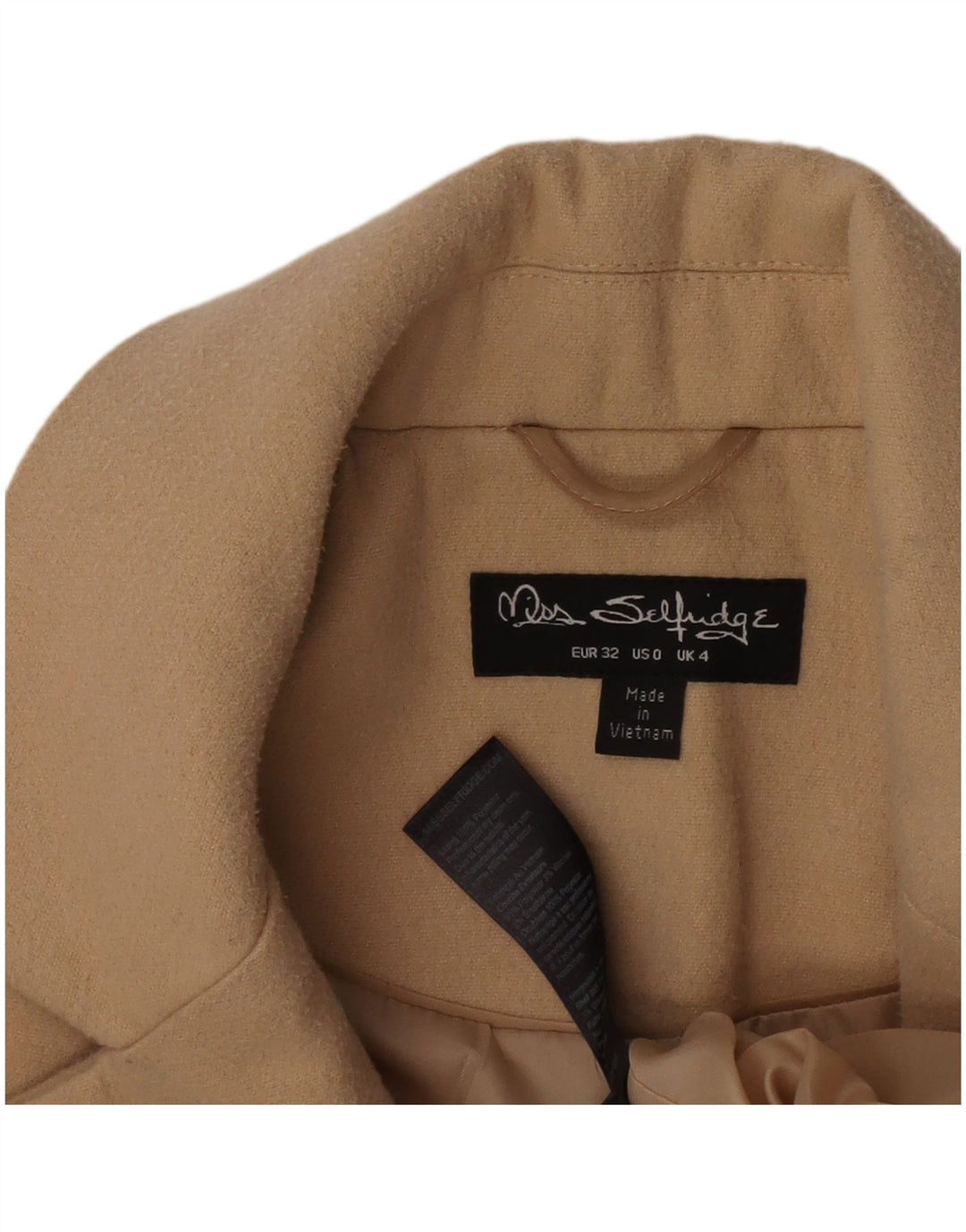 Miss Selfridge Damenmantel UK 4 XS Beige Polyester