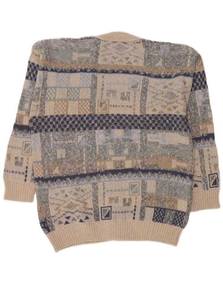 Vintage Herren Cardigan Pullover Medium Mehrfarbig Geometrisch