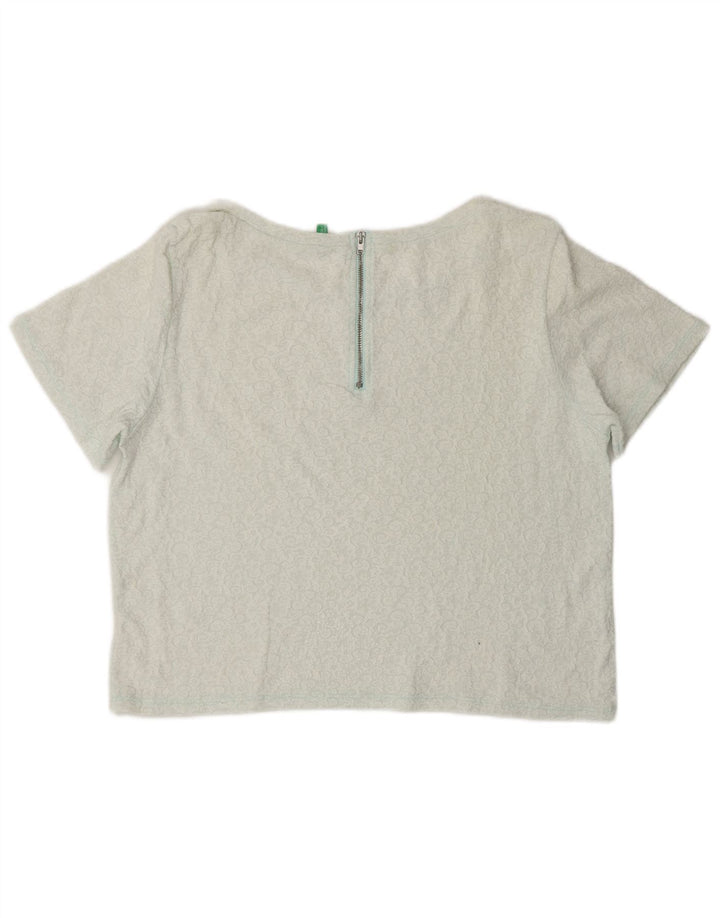 BENETTON Damen Crop Bluse Top UK 14 Mittelweiß