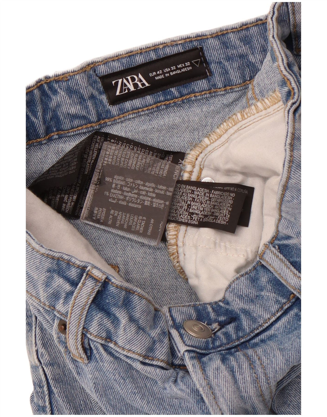 ZARA Herren Jeansshorts EU 42 Large W32 Blaue Baumwolle