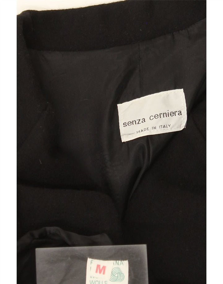 Vintage Damen 1 Knopf Blazer Jacke UK 14 Mittelschwarze Wolle
