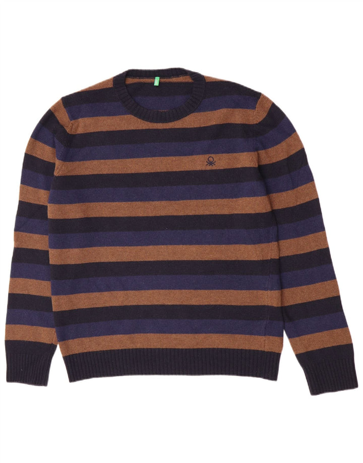 Benetton Herren-Pullover mit Rundhalsausschnitt, groß, mehrfarbig gestreift