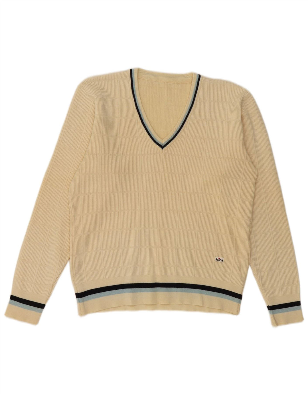 Vintage Herren V-Ausschnitt Pullover Pullover UK 36 Small Off White Wool