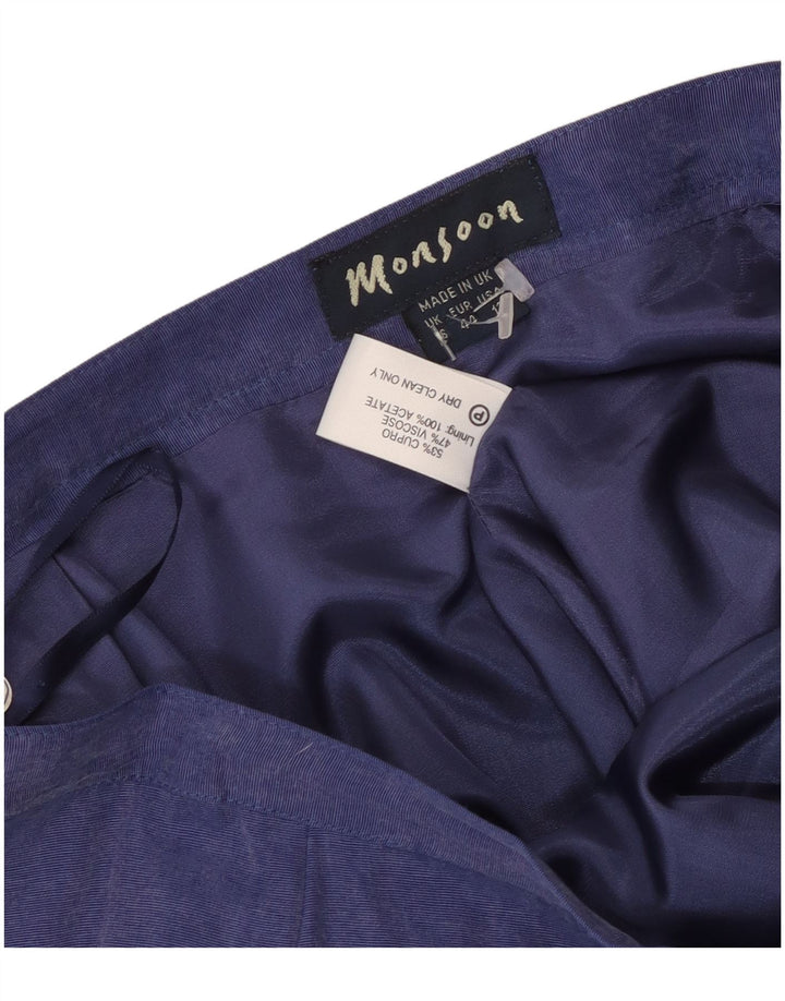 Monsoon Damen Midirock UK 16 Large W32 Blaue Viskose
