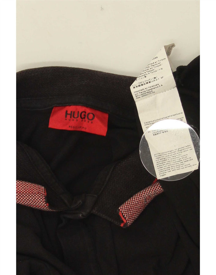 Hugo Boss Herren-Poloshirt, groß, schwarz gestreift, Baumwolle