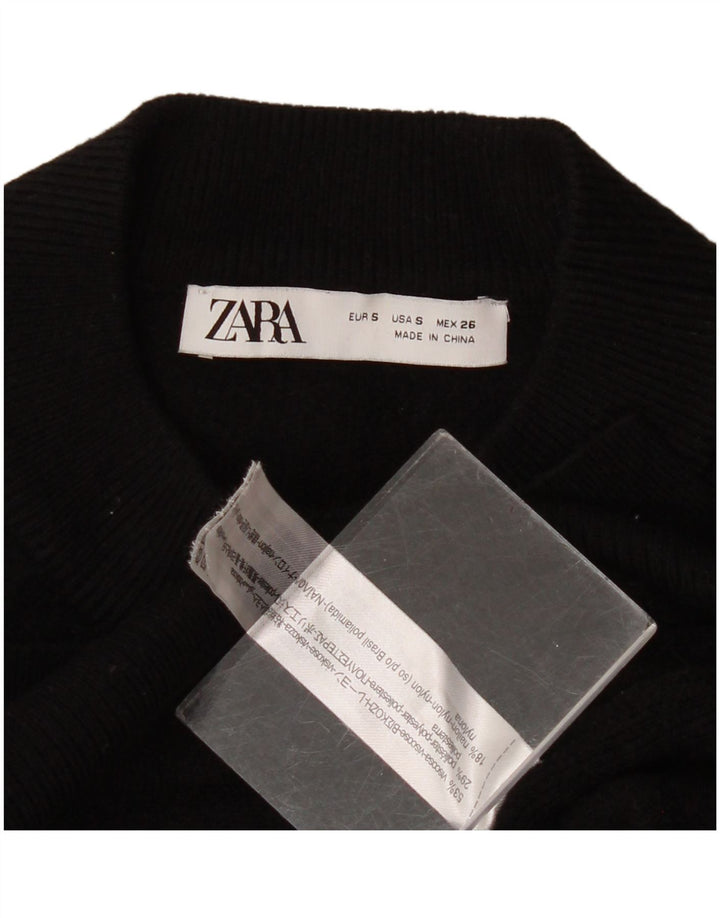 Zara Damen-Pullover mit Rollkragen, übergroß, Gr. 10, Größe S, schwarze Viskose