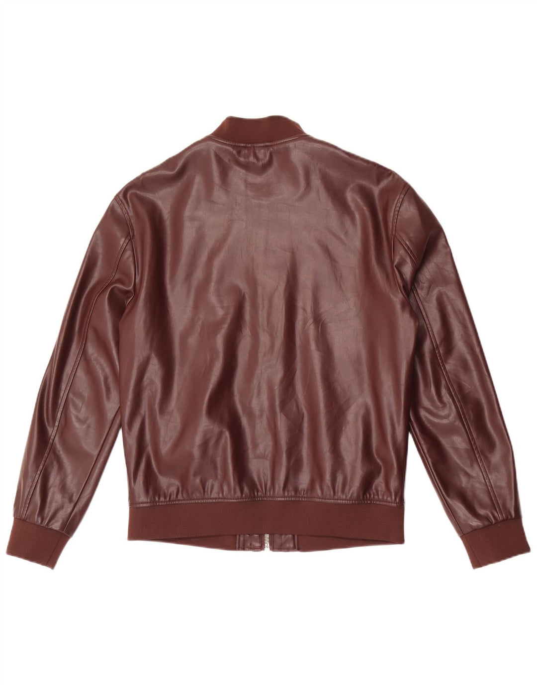 Zara Herren-Bomberjacke aus Kunstleder, UK 38, mittelbraunes Polyester