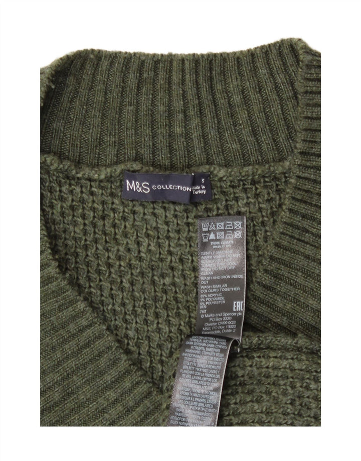 Marks & Spencer Herren-Pullover mit V-Ausschnitt, klein, grünes Acryl