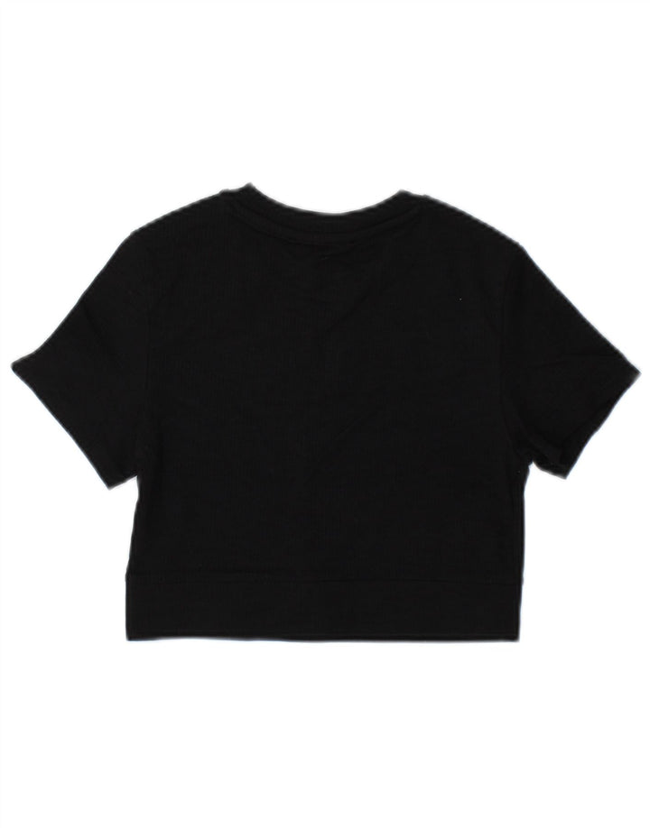 Bershka Damen Crop T-Shirt Top UK 10 Small Schwarz Polyamid
