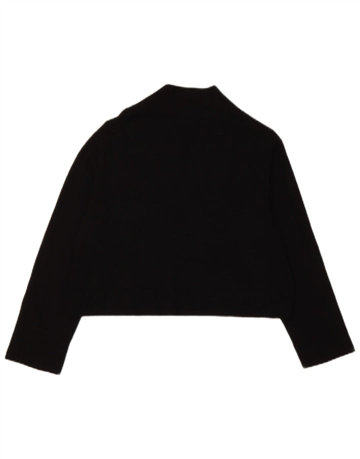 Calvin Klein Damen Crop Top Langarm UK 12 Medium Schwarz