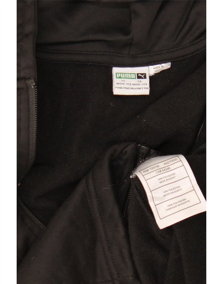 PUMA Jungen Kapuzenpullover mit grafischem Reißverschluss, 10–11 Jahre, mittelschwarzes Polyester